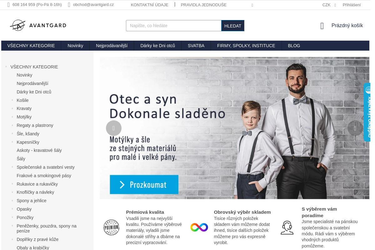 Avantgard.cz - košile | kravaty | vázanky | šle | doplňky