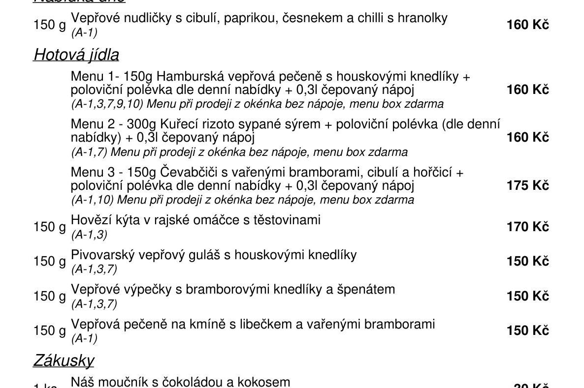 Jídelní nabídka  13.5. 2026