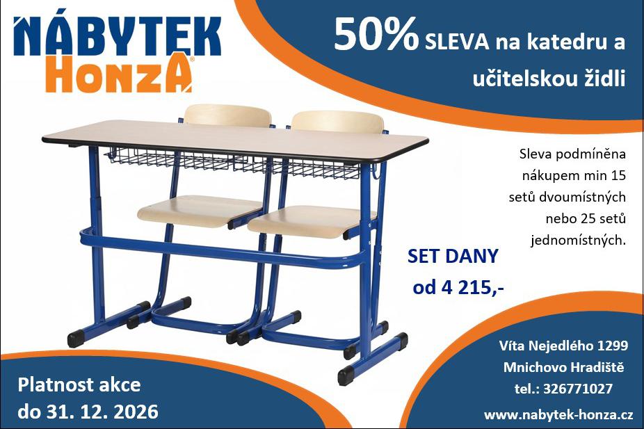 sleva 50 % na katedru a učitelskou židli