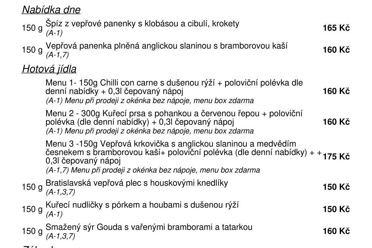 Jídelní nabídka  15.5. 2026