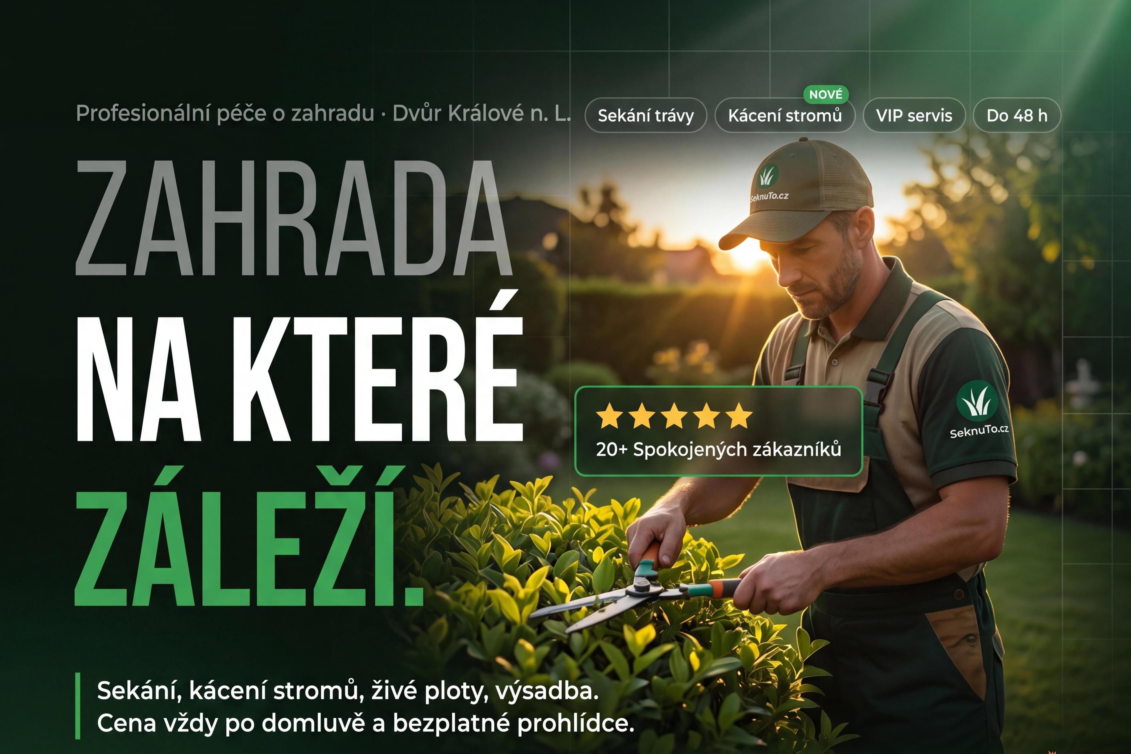 Sekání trávy, kácení, živé ploty, čištění pozemků