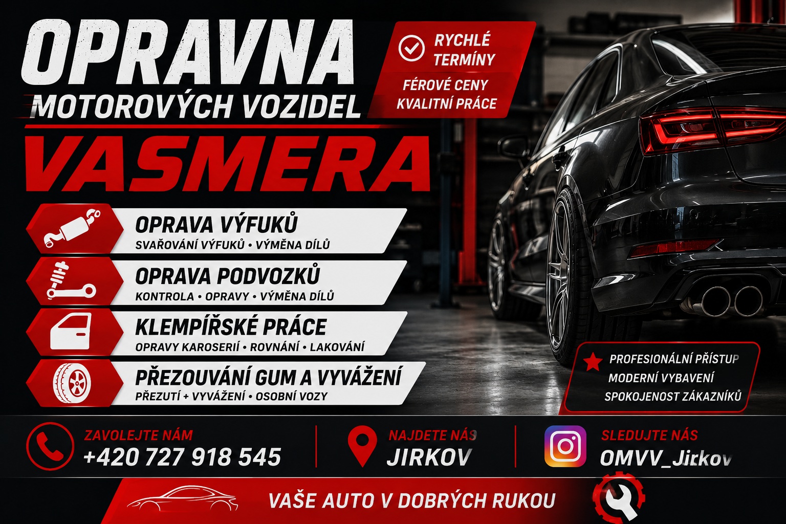 Opravy motorových vozidel Vasmera
