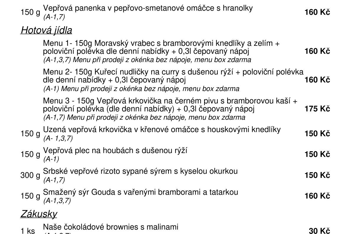 Jídelní nabídka  4.5. 2026