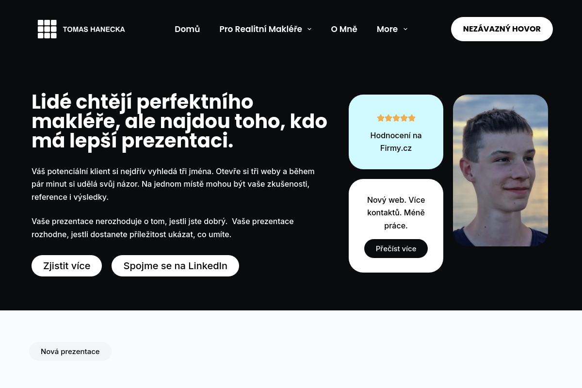 Webové stránky pro realitní makléře – Tomáš Hanečka