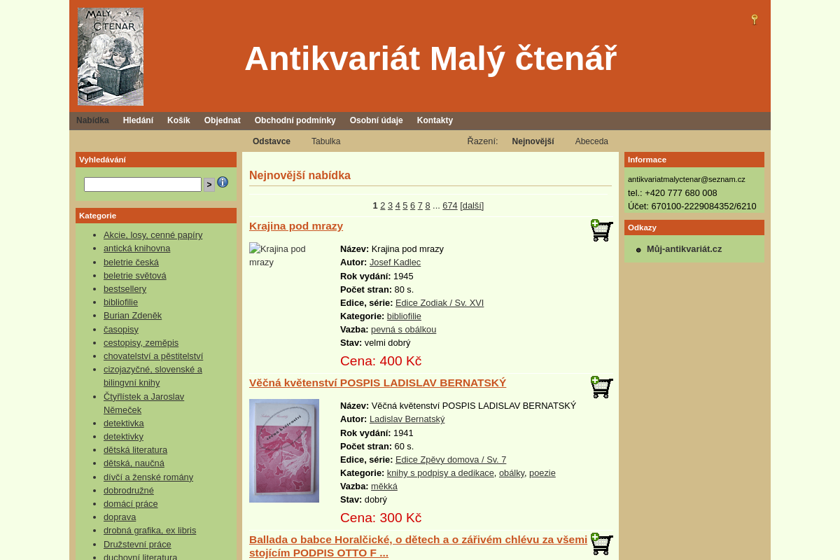 Antikvariát Malý čtenář