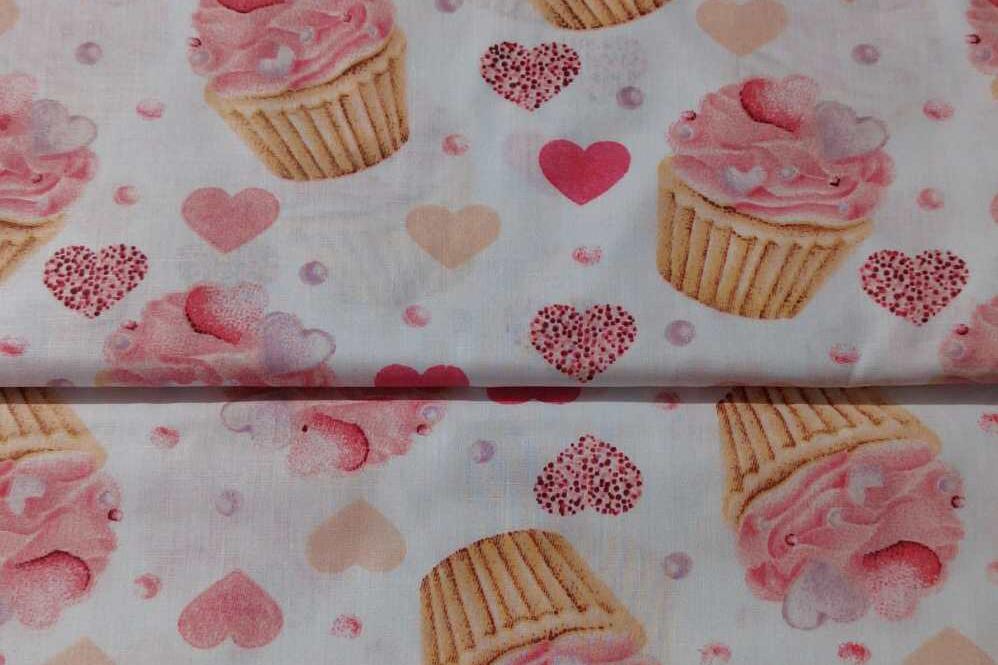 Bavlněná látka / plátno cupcake