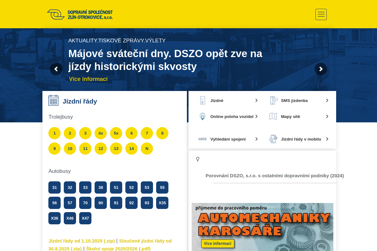 Předprodej jízdenek MHD - Dopravní společnost Zlín-Otrokovice, s.r.o.