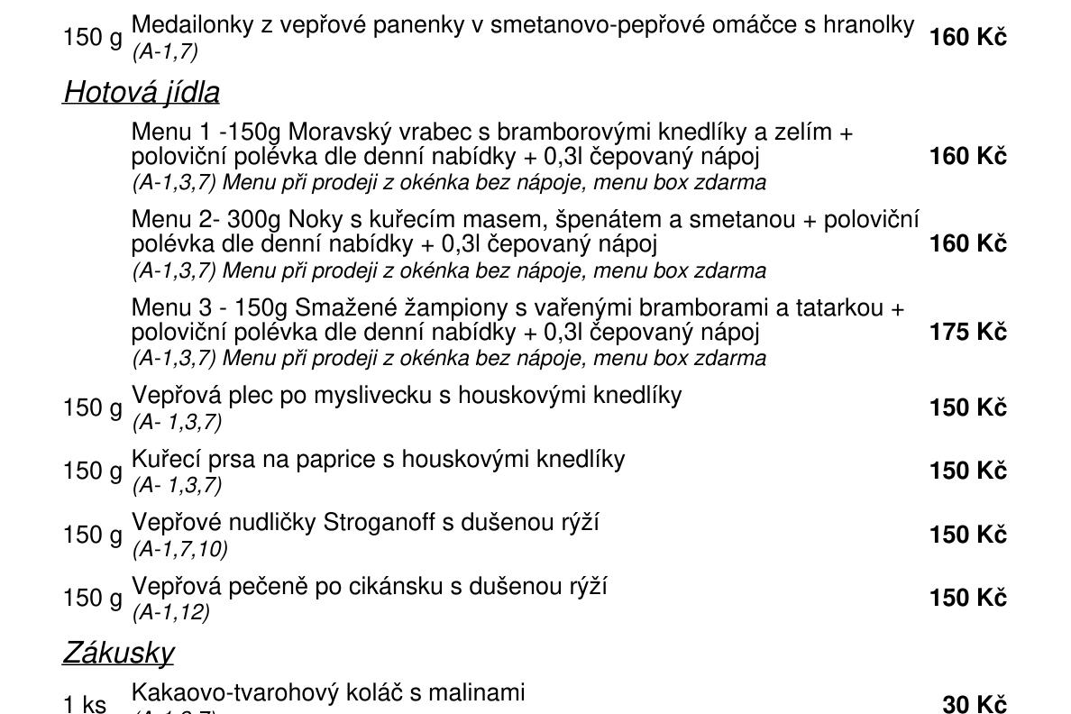 Jídelní nabídka  14.5. 2026
