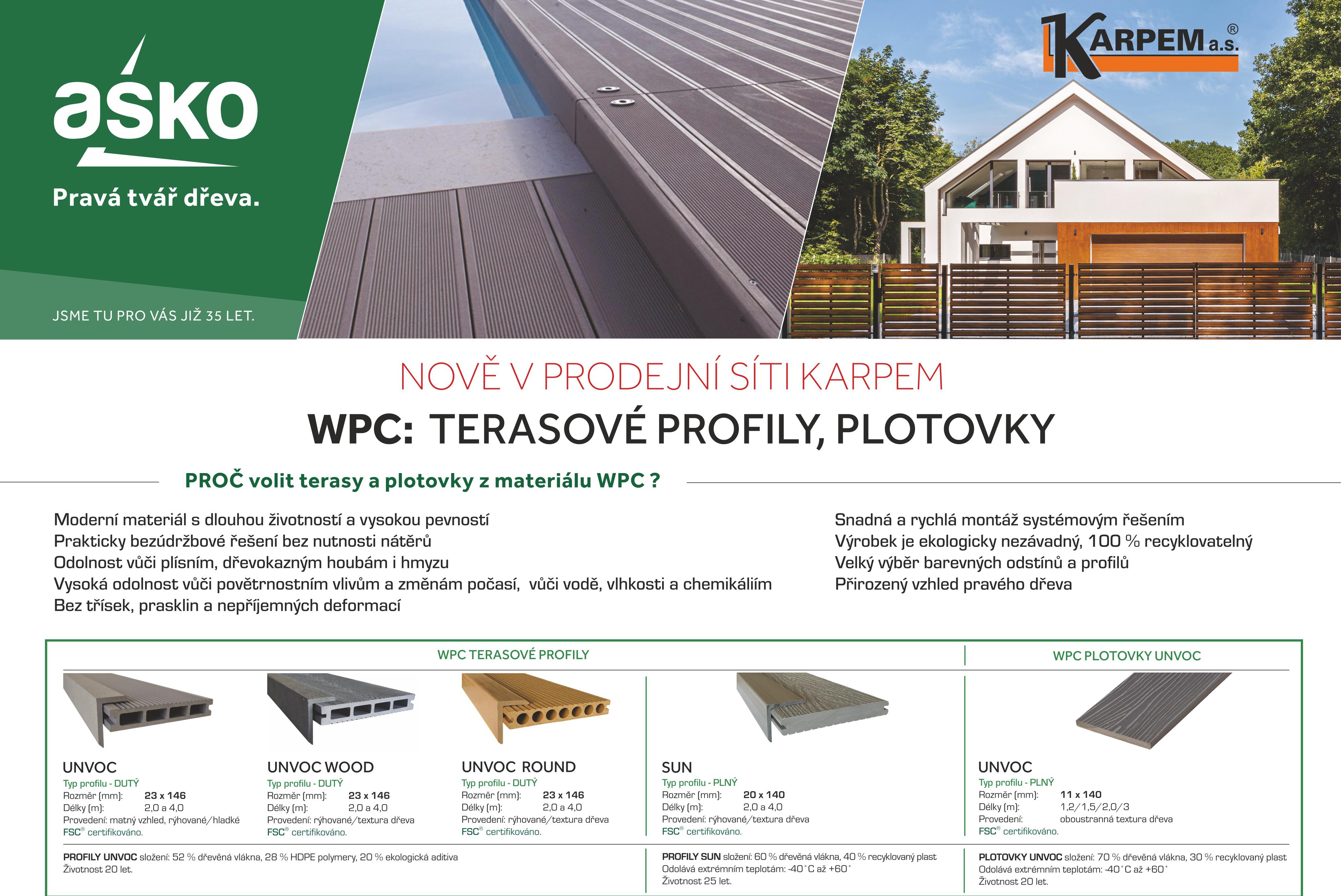 Terasové profily a plotovky Asko