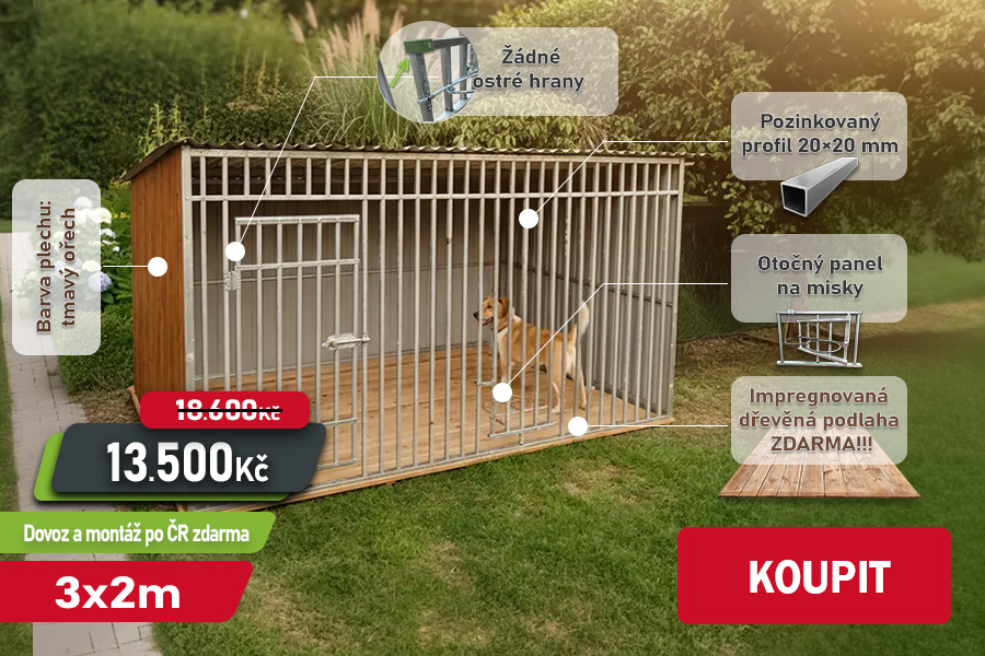 Kotec pro psa 3x2m - imitaci dřeva