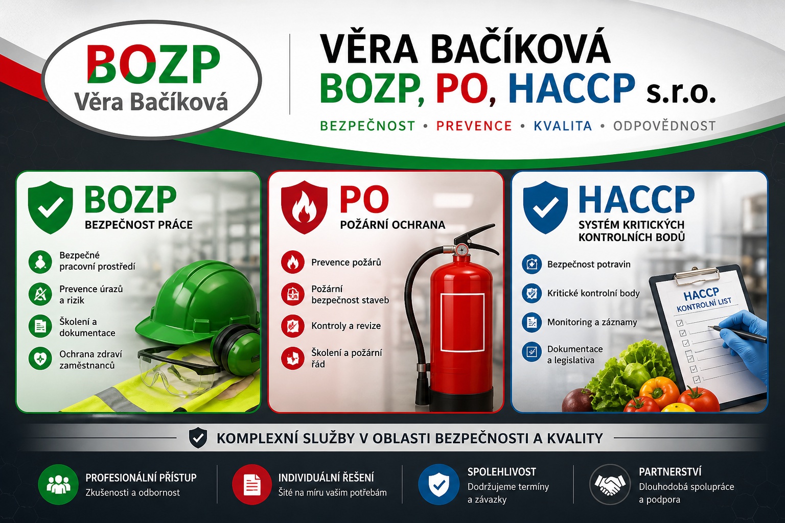 Komplexní služby - BOZP, PO, HACCP po celé ČR