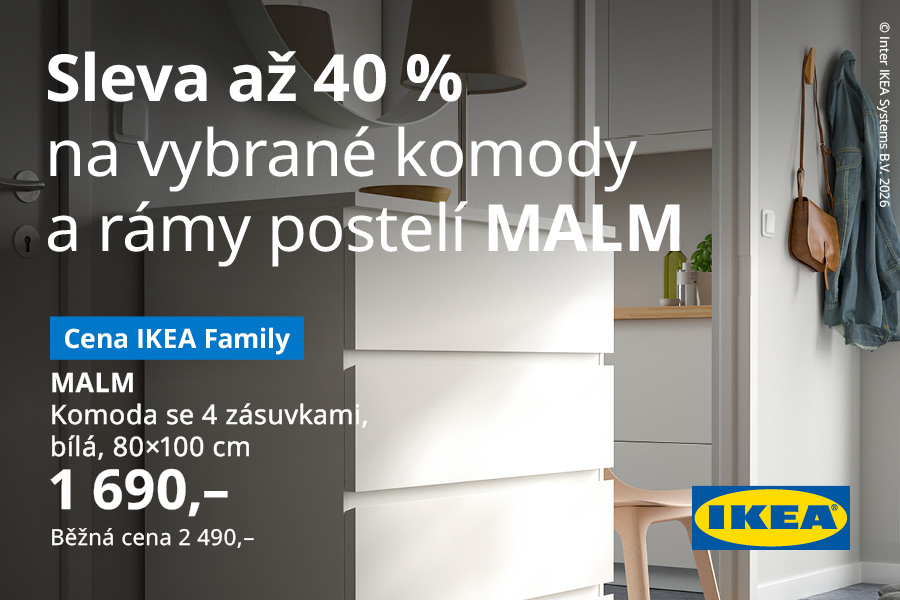 Sleva na vybrané komody a rámy postelí MALM