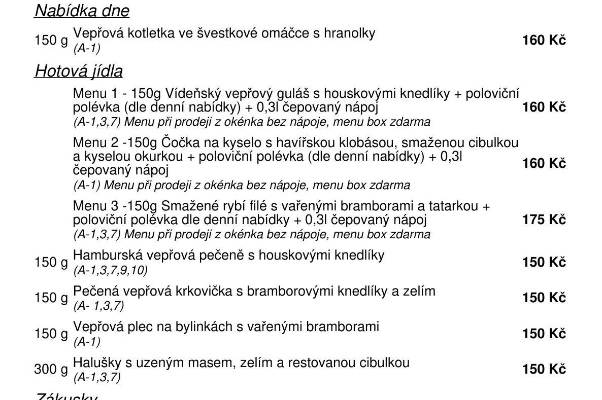 Jídelní nabídka  6.5. 2026