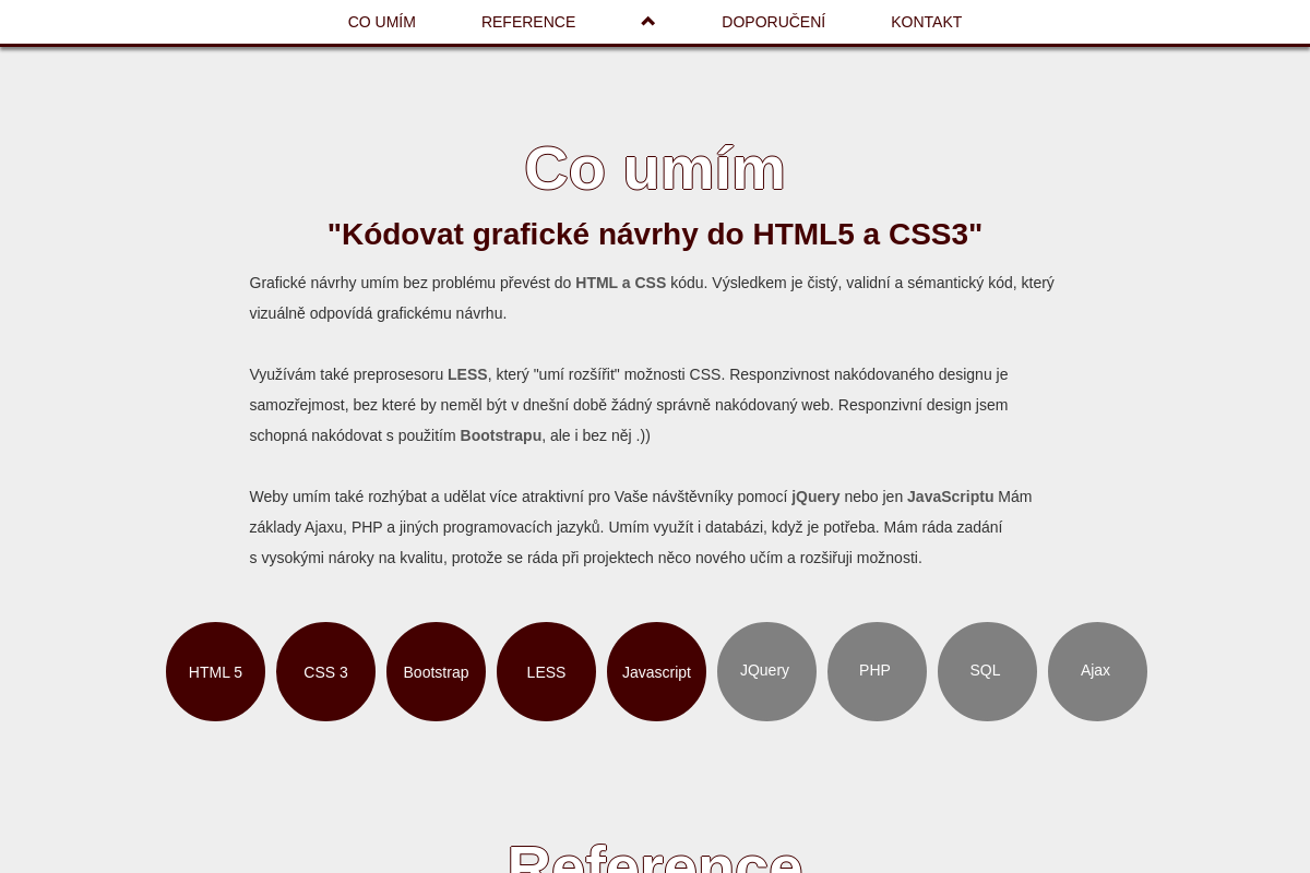 HTML a CSS kodér - Ing. arch. Lucie Veselá