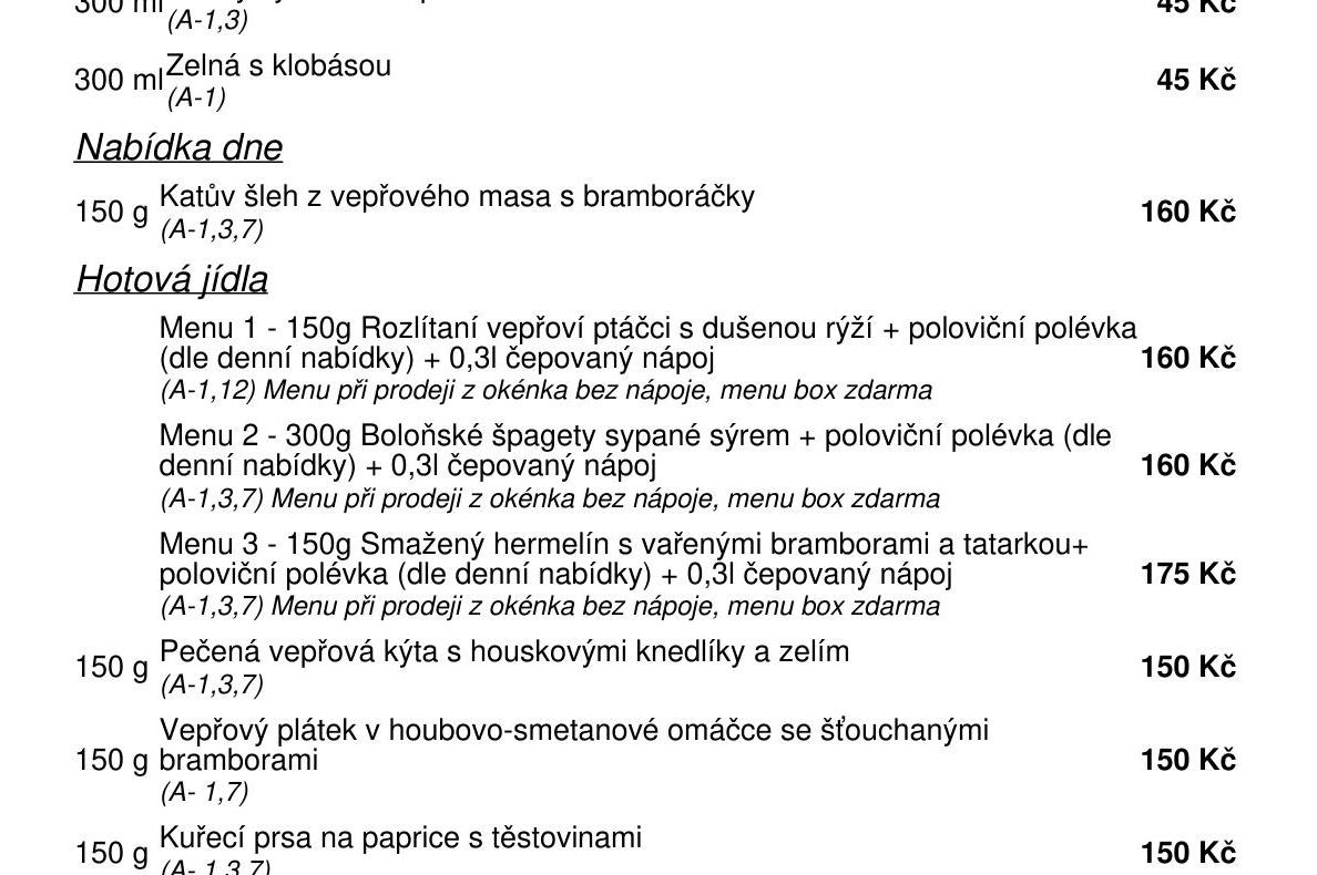 Jídelní nabídka  7.5. 2026