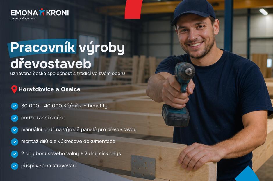Pracovník výroby dřevostaveb | 1 směna