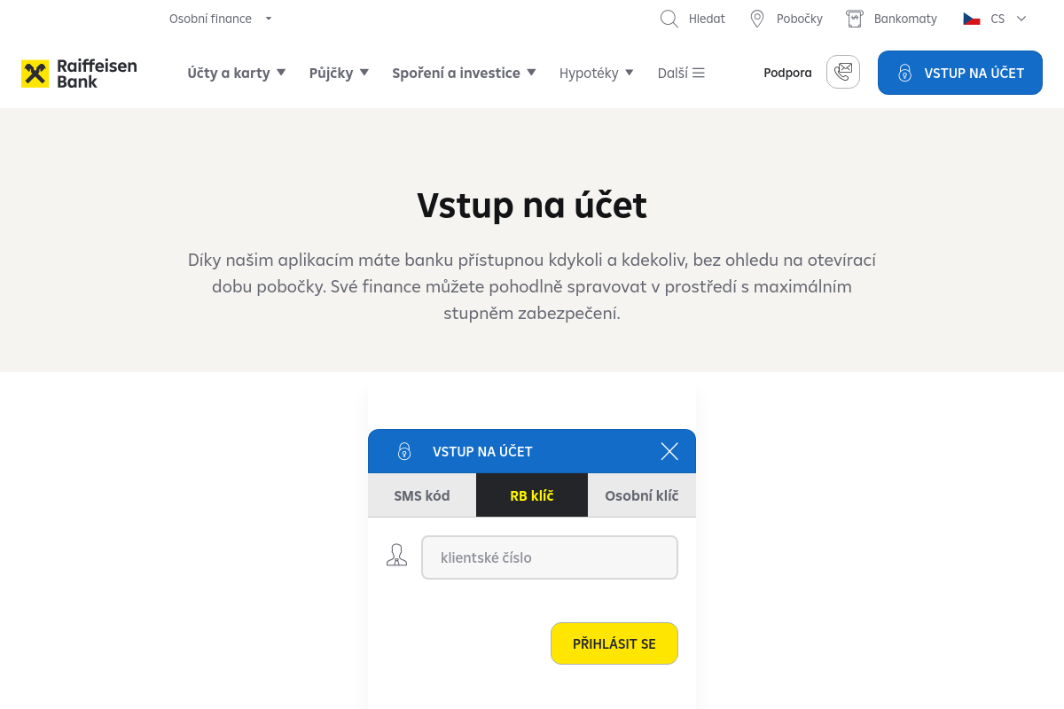 Raiffeisenbank - internetové bankovnictví