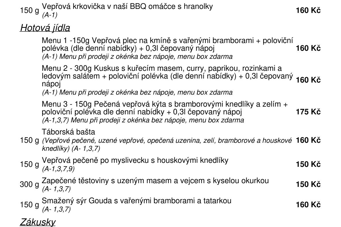 Jídelní nabídka  1.6. 2026