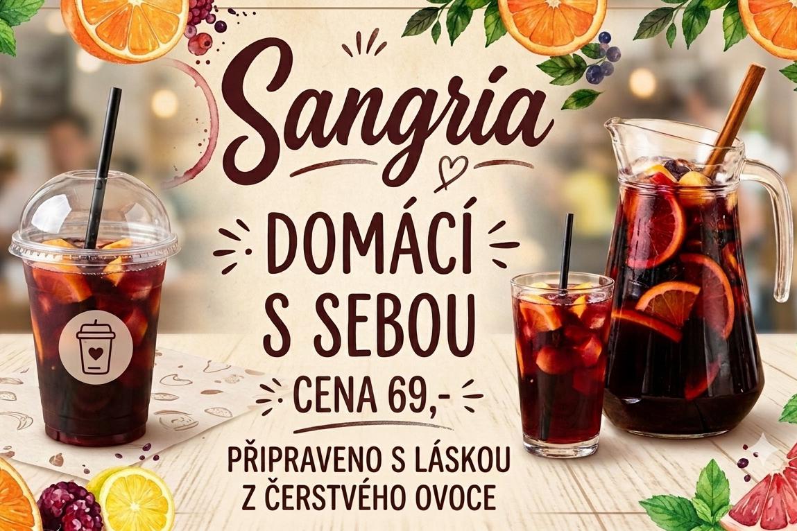 Ledově vychlazená Sangría z čerstvého ovoce.