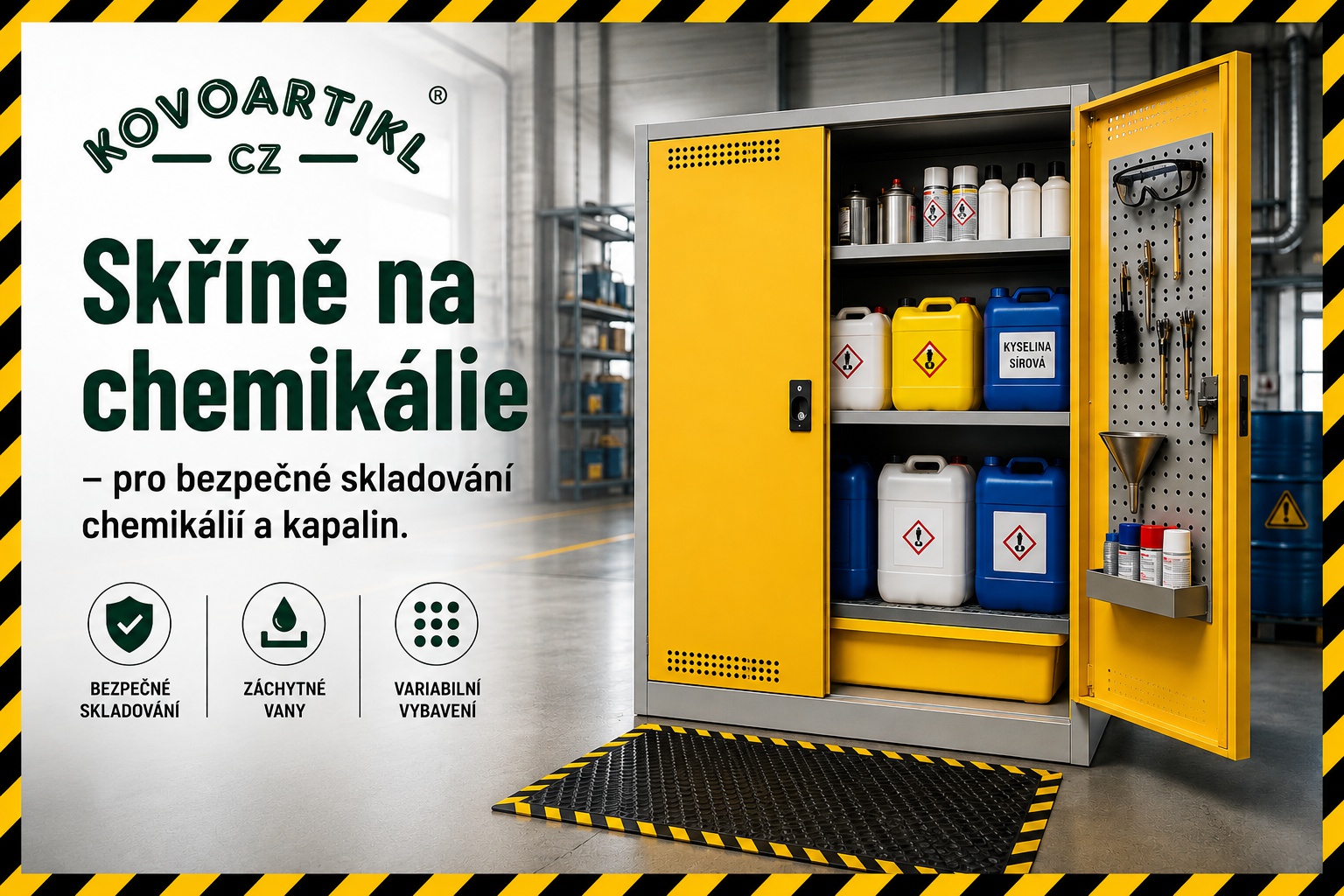 ⚠️ Bezpečné skladování chemikálií a kapalin