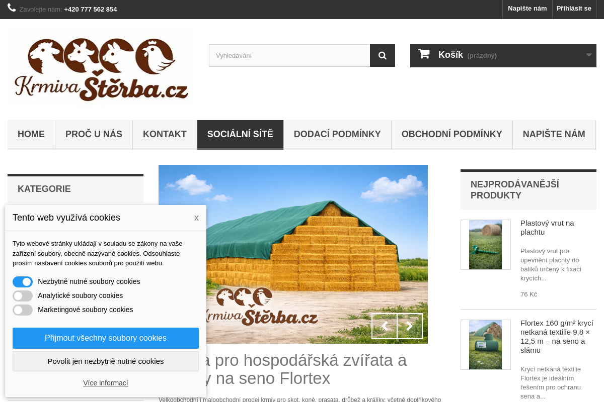 Krmiva Štěrba - krmiva pro hospodářská zvířata, plachty na seno Flortex