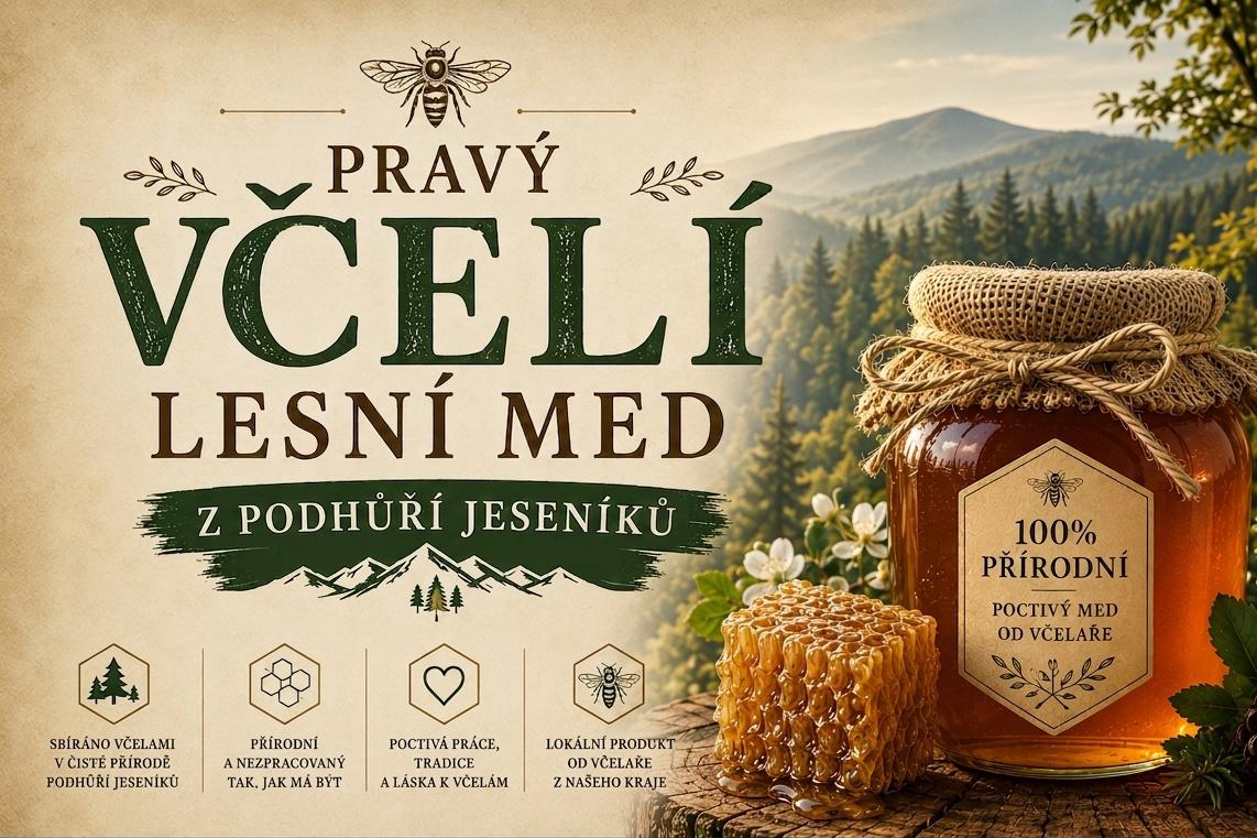 Pravý včelí lesní med z podhůří Jeseníků