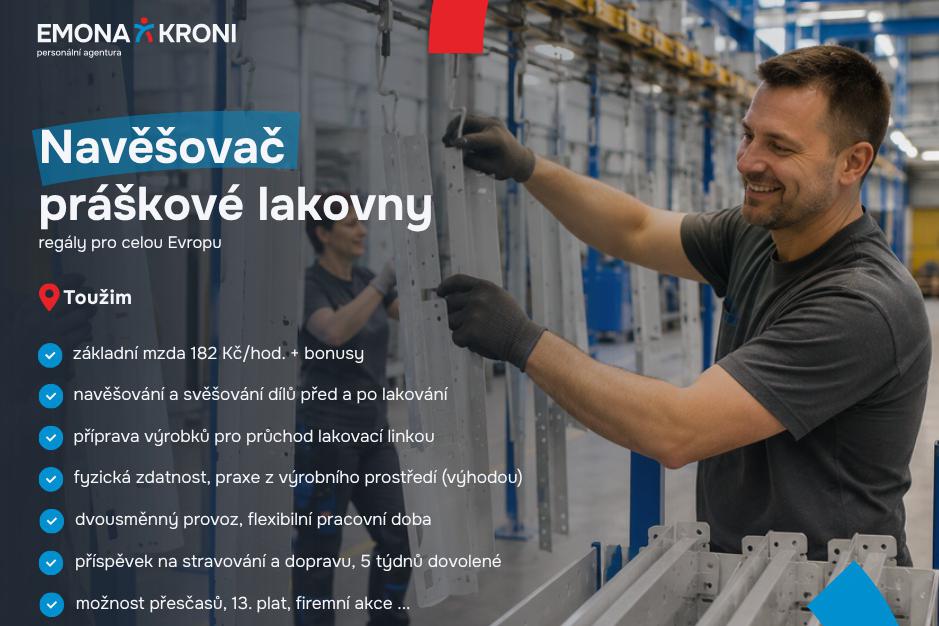 Navěšovač/svěšovač v práškové lakovně