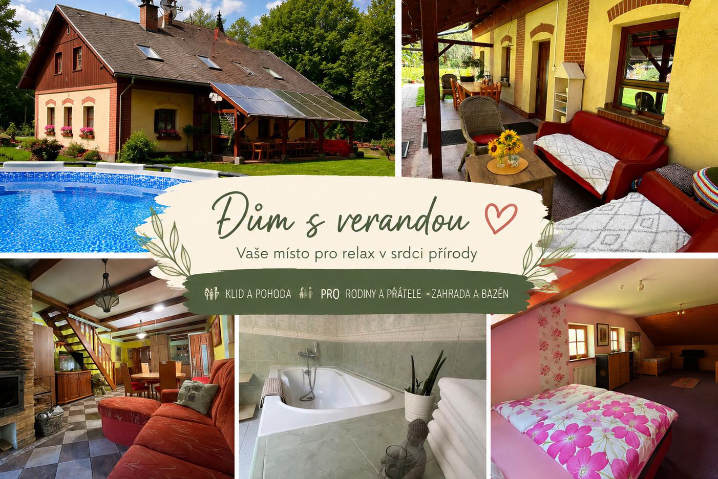 Dům s verandou v Chřibské: Soukromí u lesa