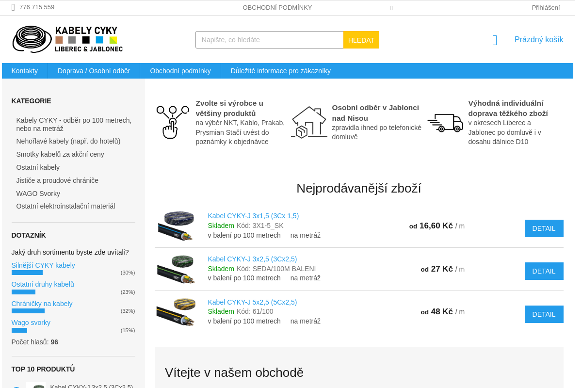 Kabely CYKY Jablonec