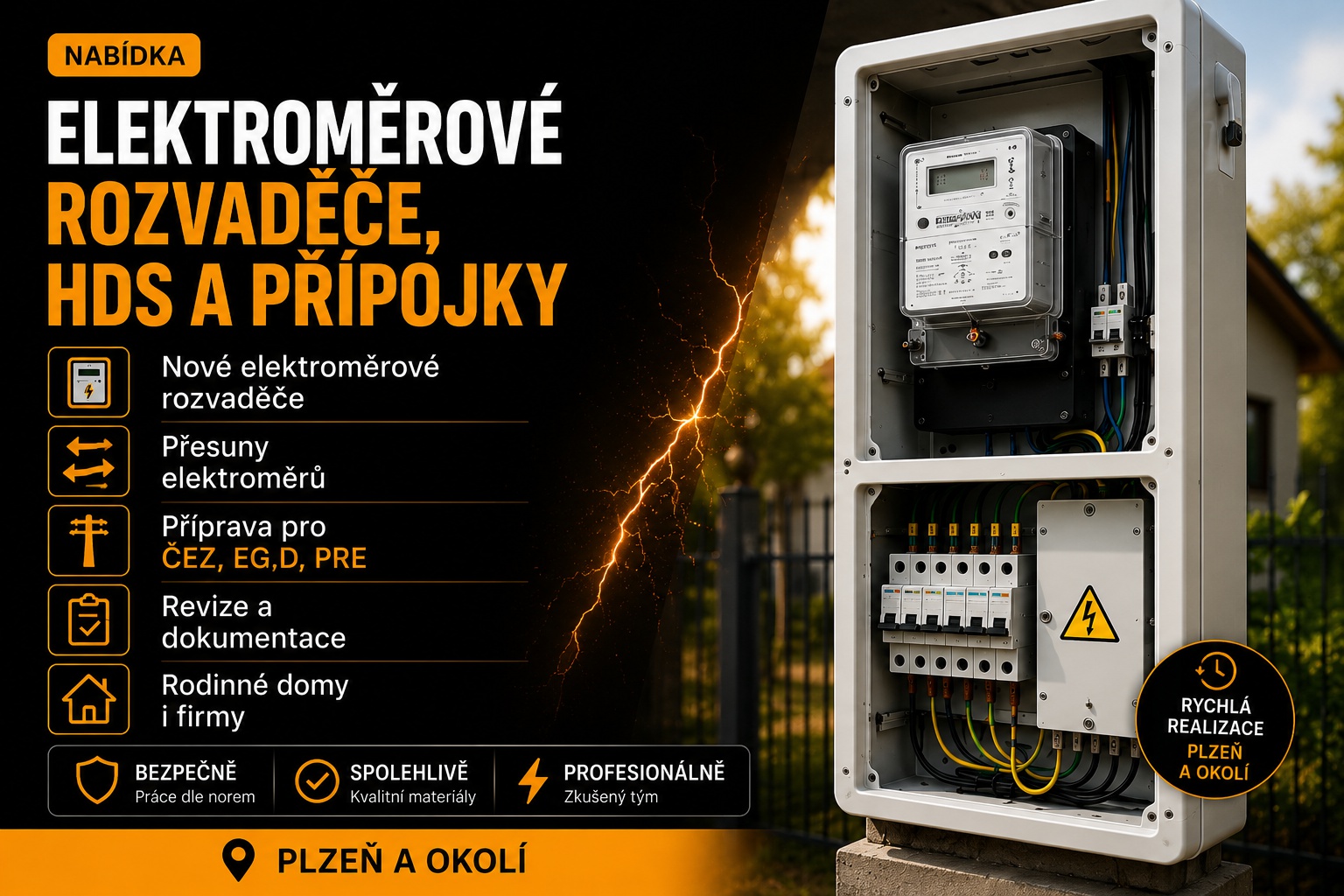 Elektroměrové rozvaděče, HDS a přípojky