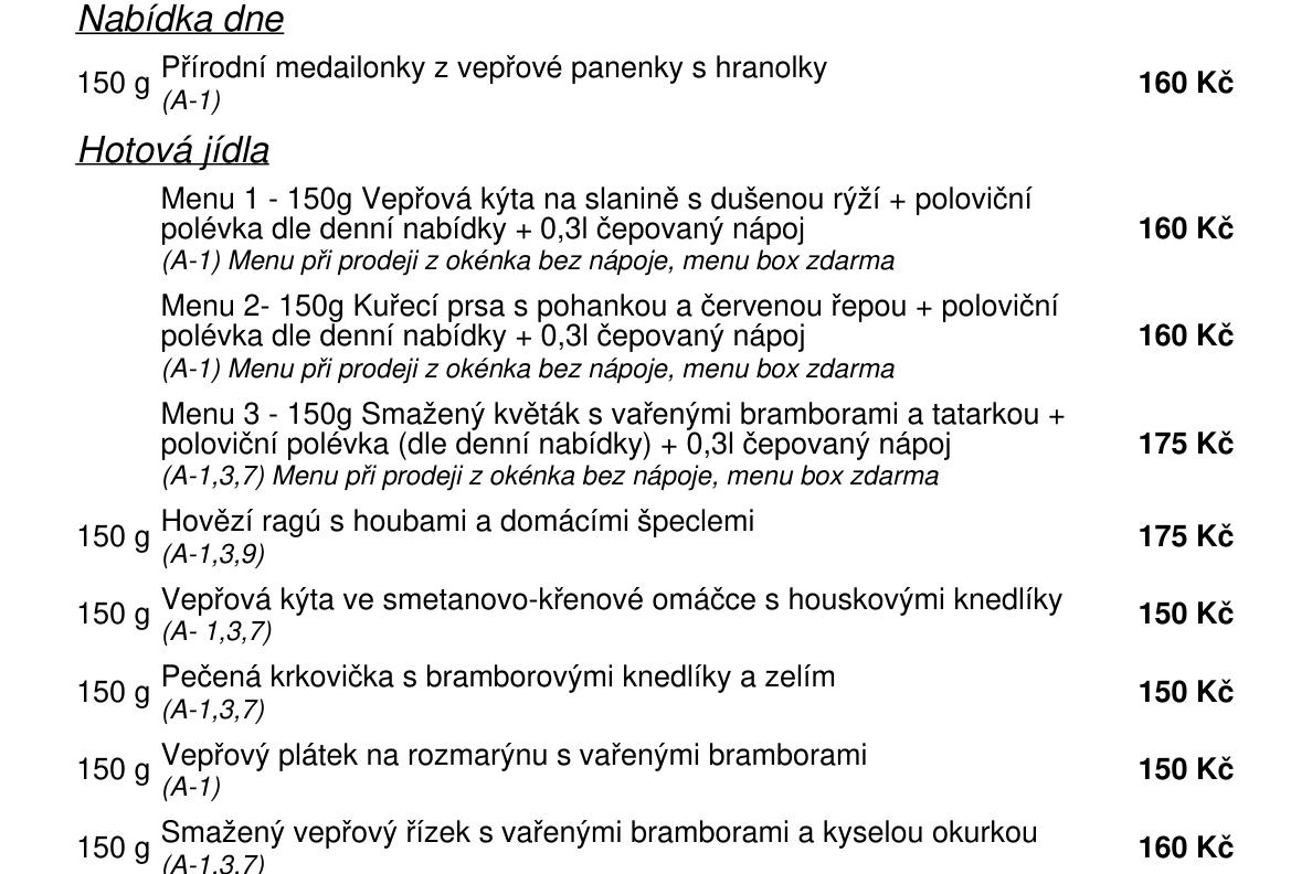 Jídelní nabídka  12.6. 2026
