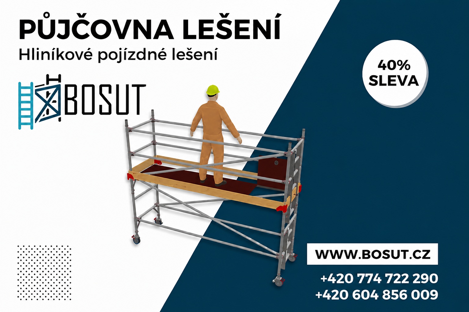 Pronájem pojízdného hliníkového lešení