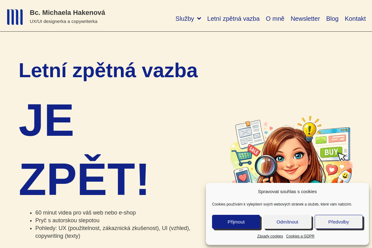 Bc. Michaela Hakenová, webová konzultantka a copywriterka