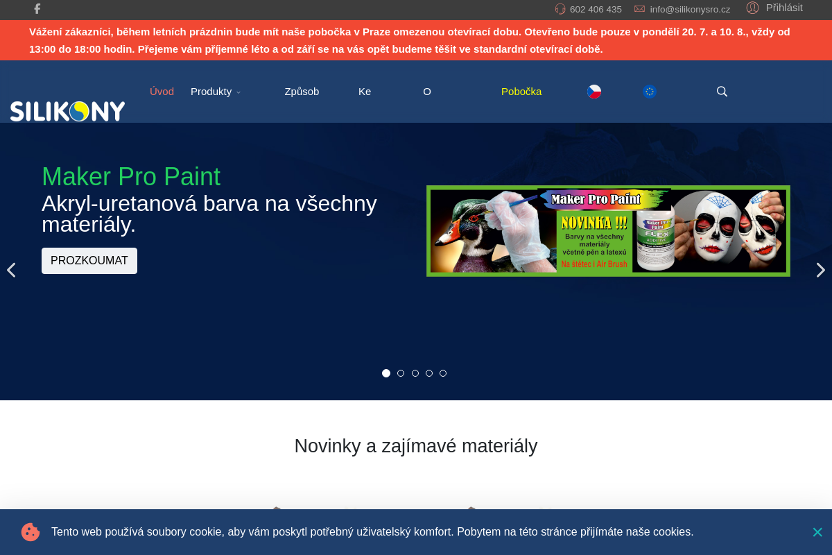 Prodej formovacích silikonů - SILIKONY s.r.o.