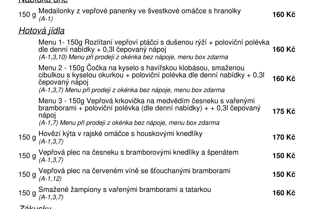 Jídelní nabídka  19.6. 2026