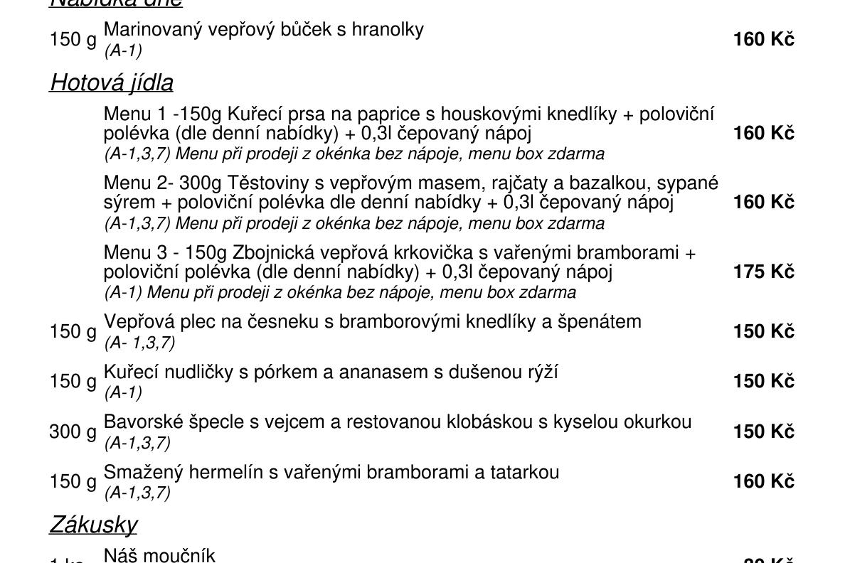 Jídelní nabídka  8.6. 2026