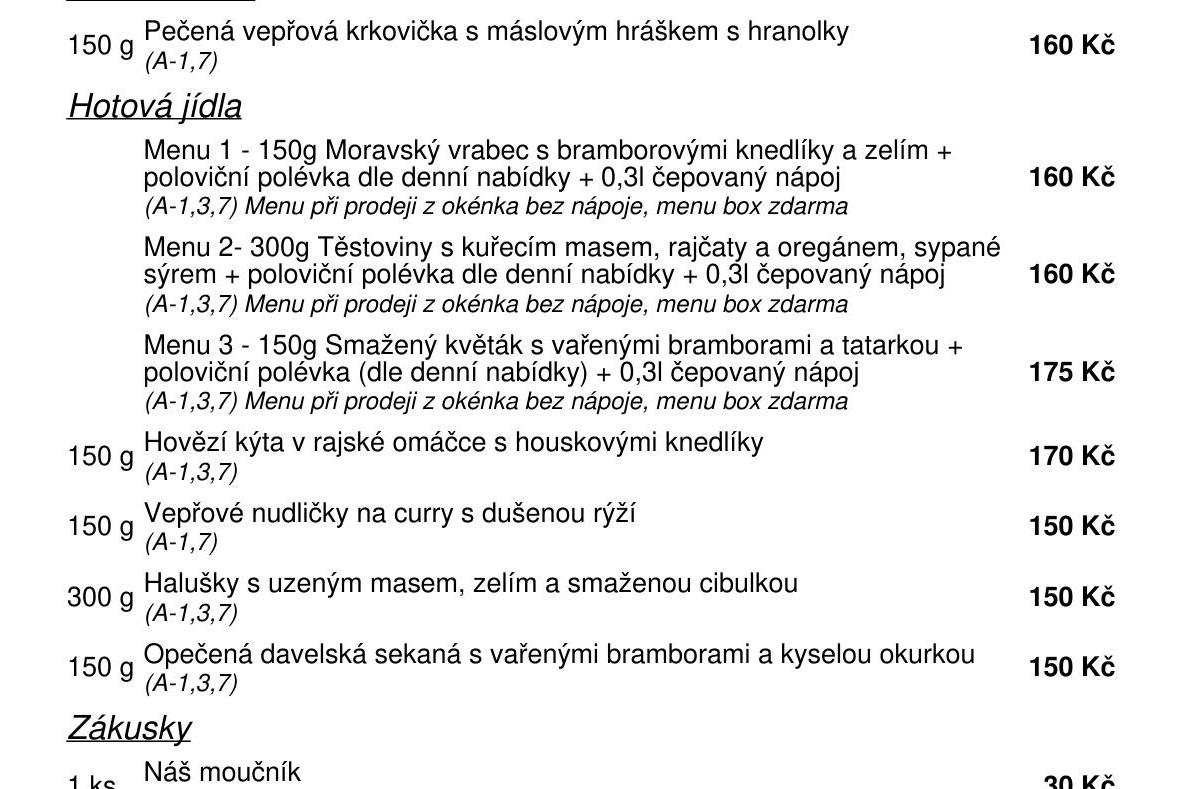 Jídelní nabídka  22.6. 2026