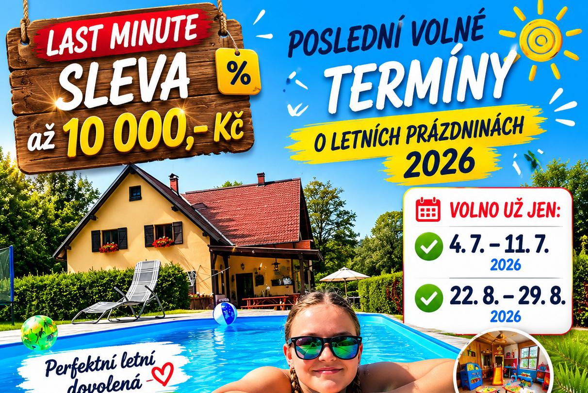 Volné termíny  na chatě se zahradním  bazénem