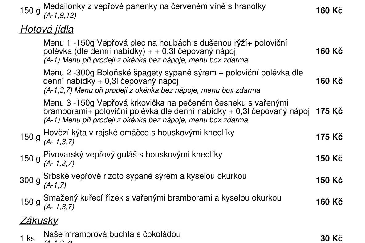 Jídelní nabídka  4.6. 2026