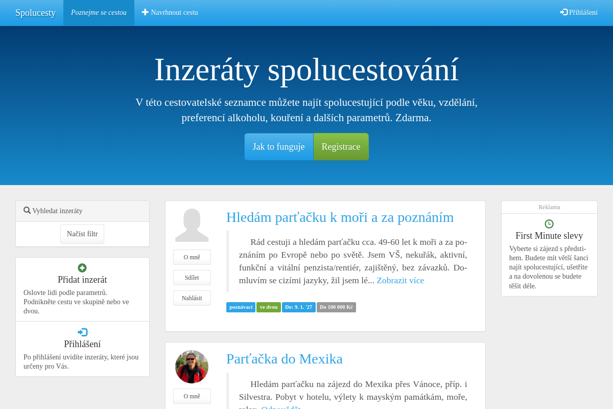 Cestovatelská seznamka u hřiště