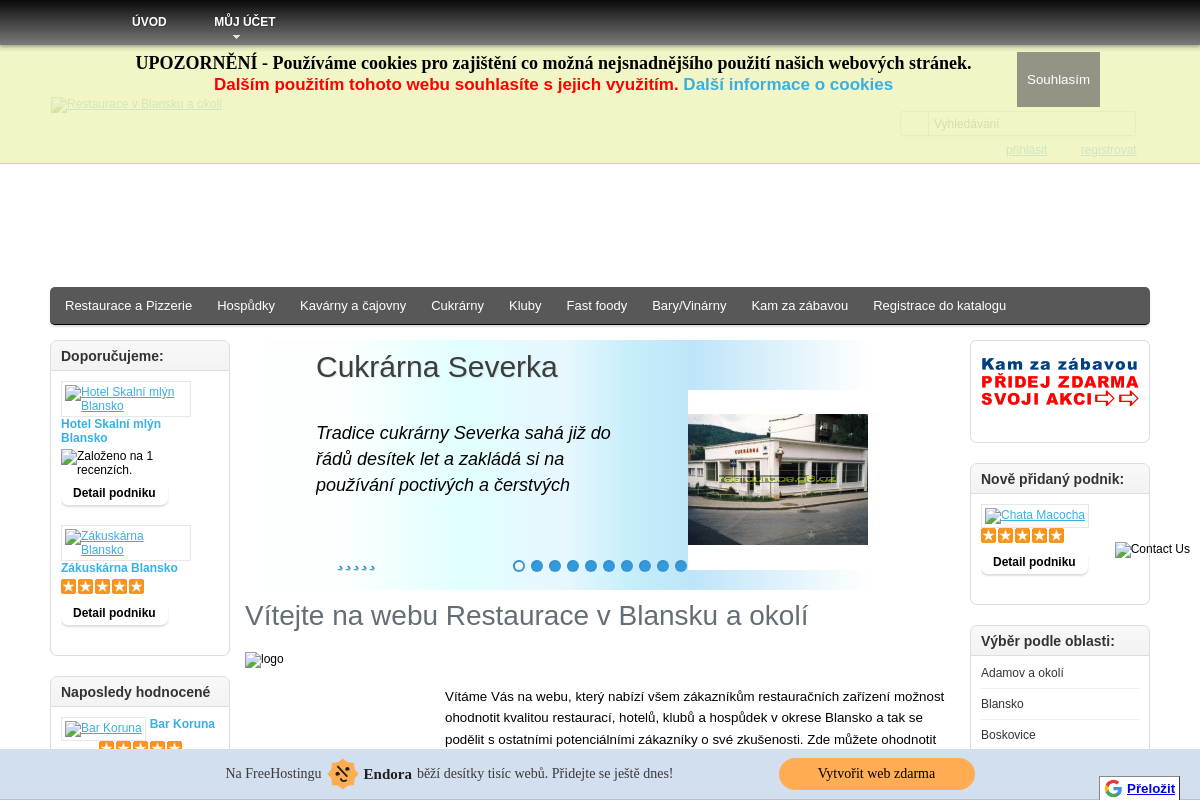 Restaurace v Blansku a okolí