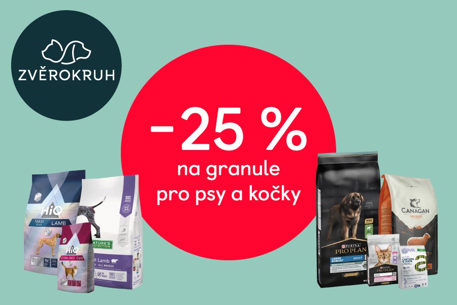 SLEVA 25 % na granule pro psy a kočky!