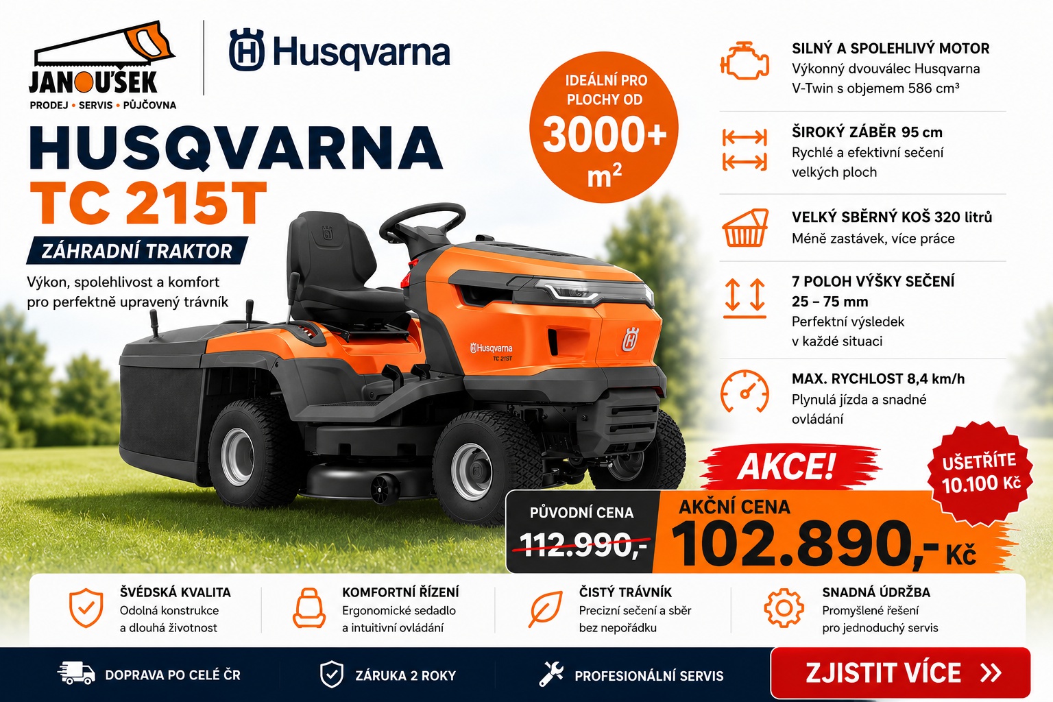 AKCE Husqvarna TC 215T zahradní traktor