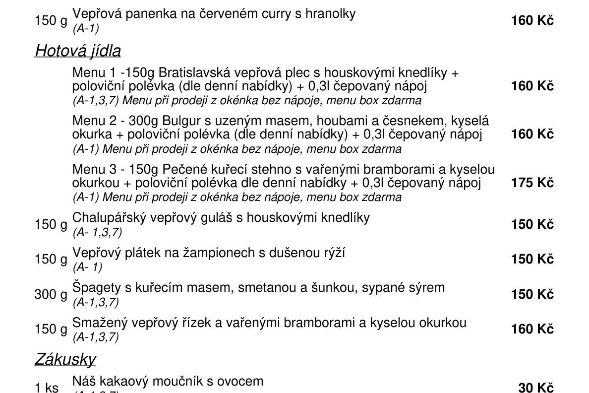 Jídelní nabídka  11.6. 2026