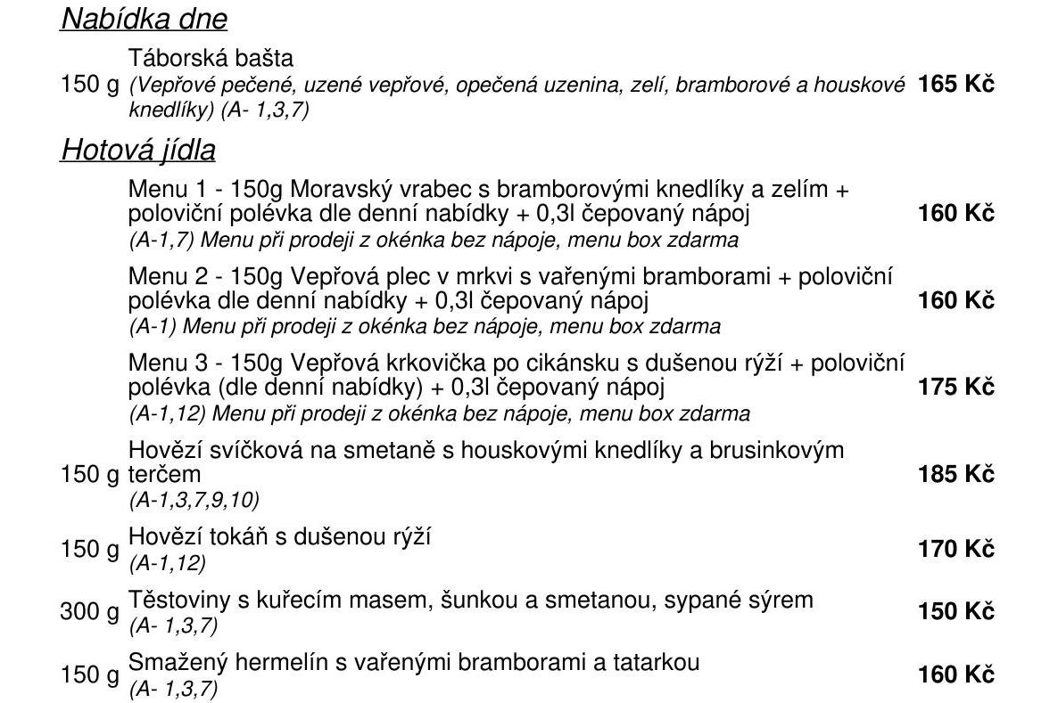 Jídelní nabídka  18.6. 2026