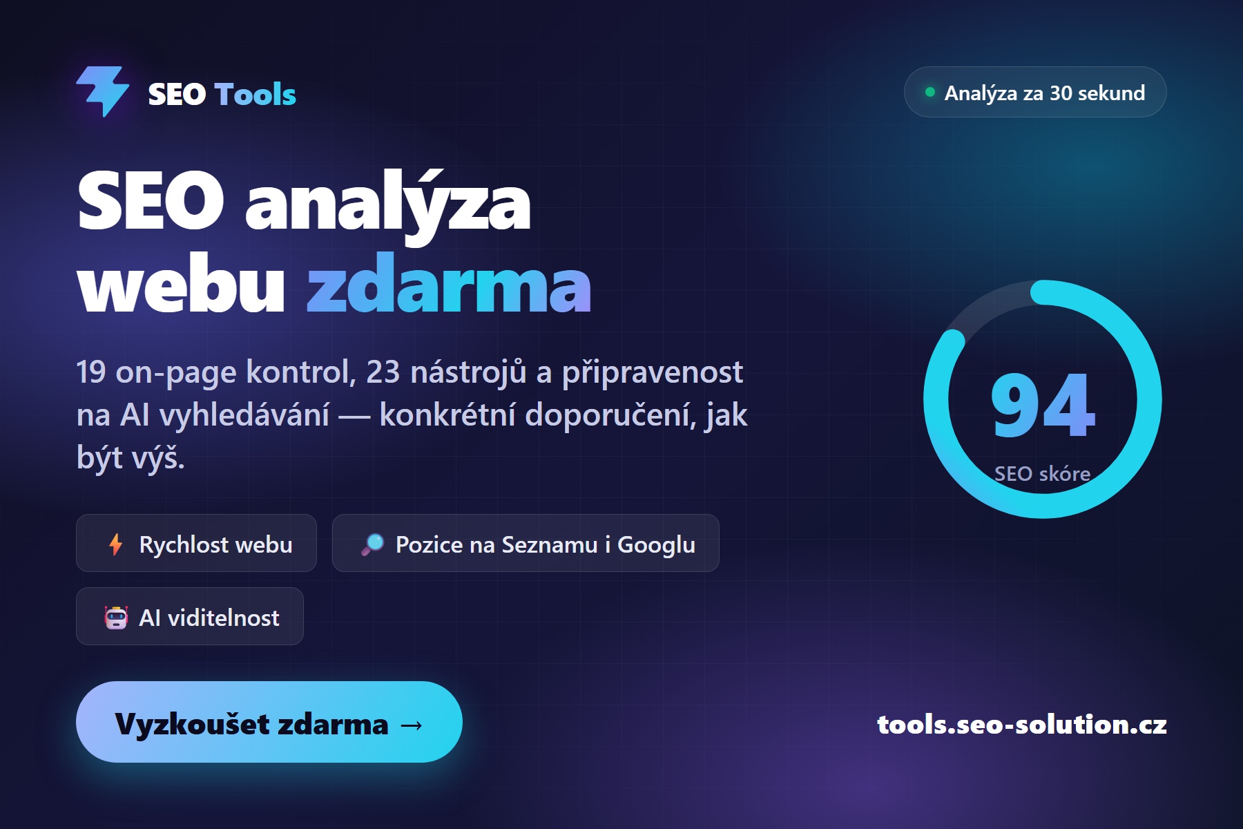 SEO analýza webu zdarma za 30 sekund