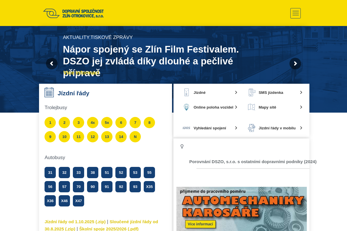Předprodej jízdenek MHD - Dopravní společnost Zlín-Otrokovice, s.r.o.