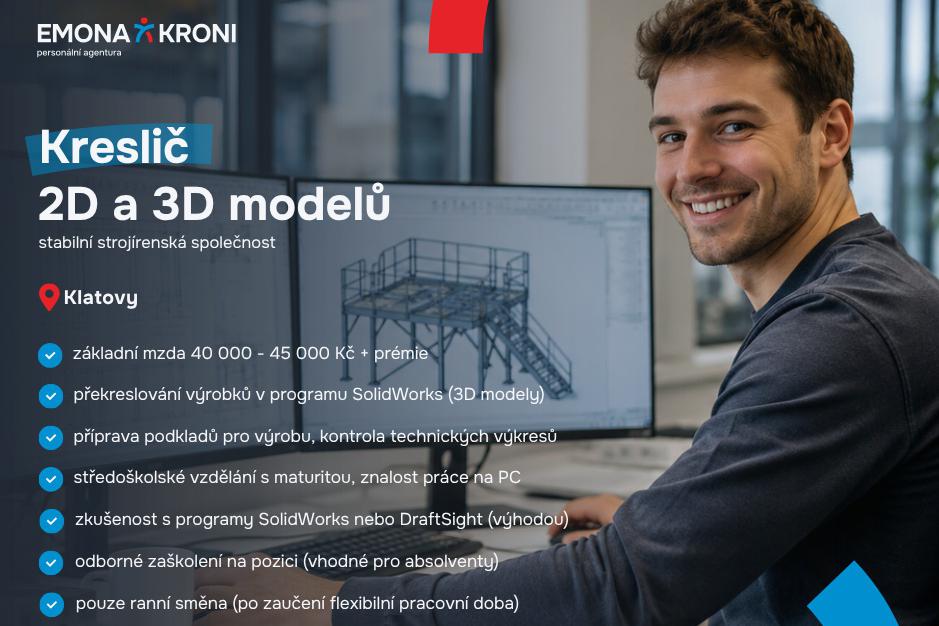 Kreslič 2D a 3D modelů | vhodné pro absolventy