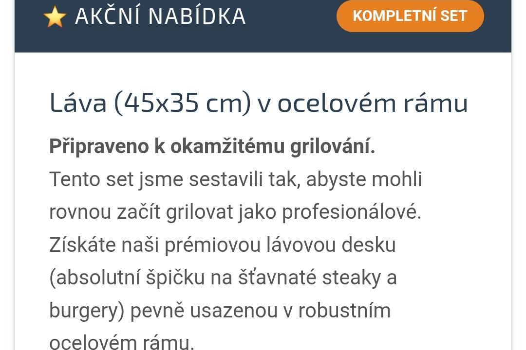 Lávový grilovací kámen 45x35x3 cm s ocelovým rámem