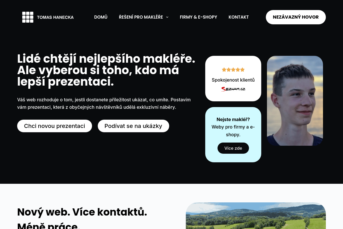 Webové stránky pro realitní makléře – Tomáš Hanečka